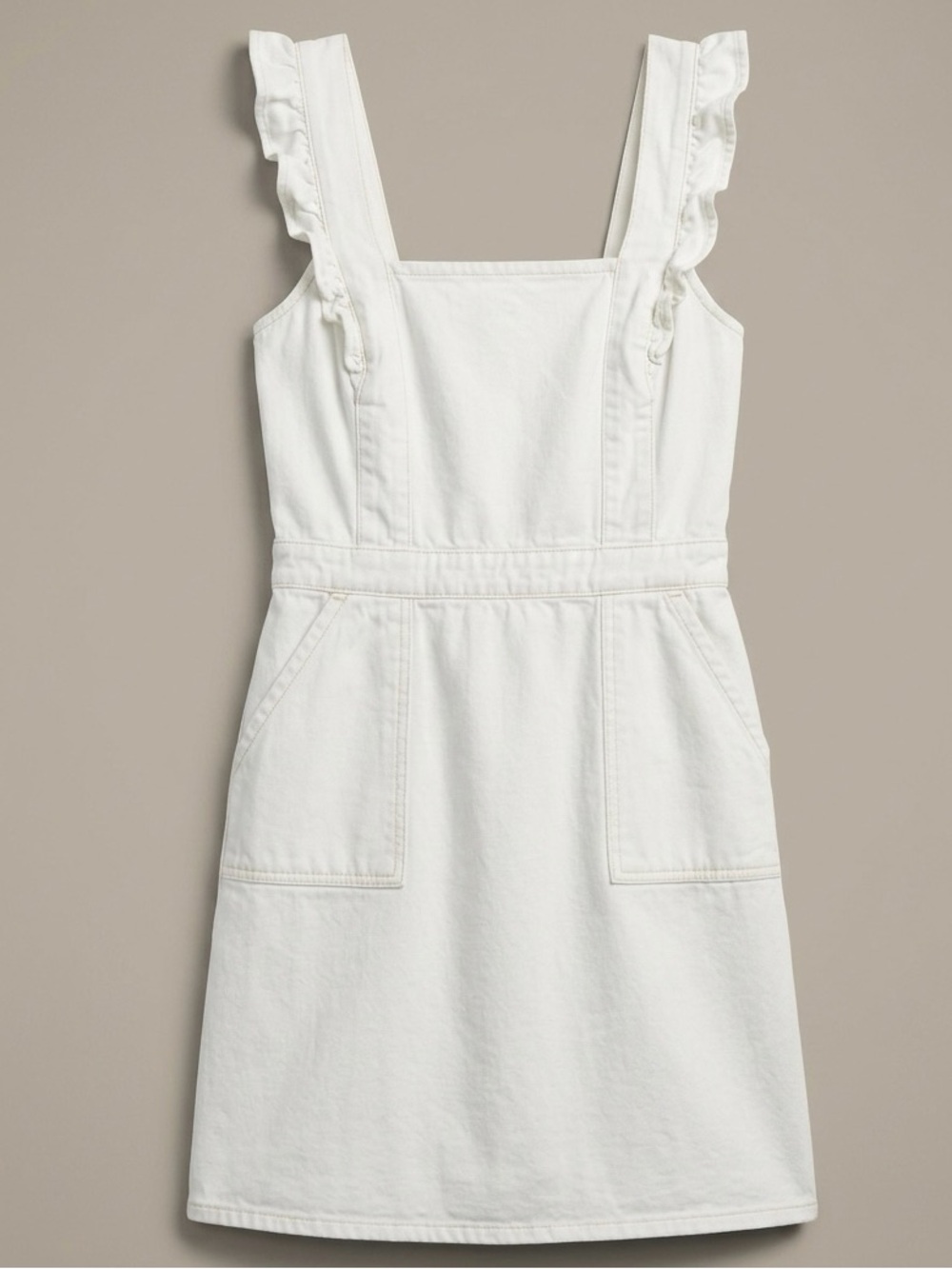 Japra White Ruffle Strap Smocked Mini Dress, Size Small